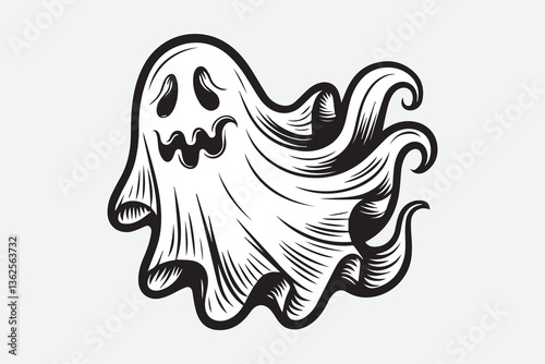 cute boo Black and White Vector