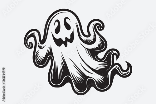 cute boo Black and White Vector