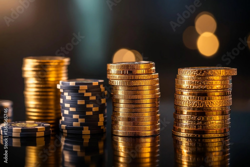 Casino chips close-up, casino scene