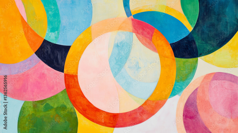 Fototapeta premium abstract art featuring intertwing circular shapes in light cheerful colors