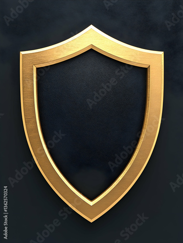 Golden-edged shield emblem against a dark background