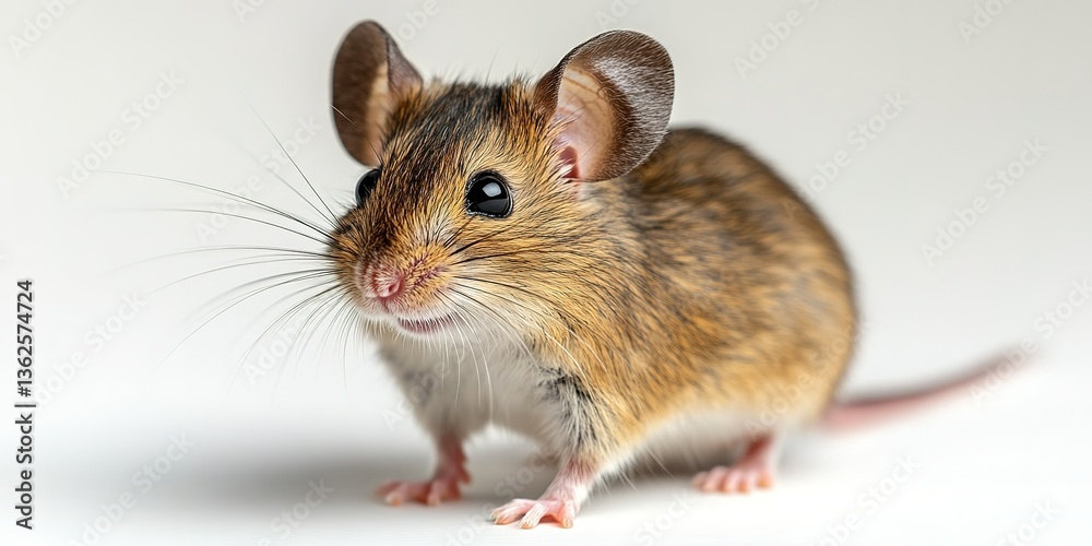 Cute small mouse exploring on white surface in natural light during afternoon hours in a cozy indoor setting Cute small mouse exploring on white surface in natural light during afternoon hours in a cozy indoor setting