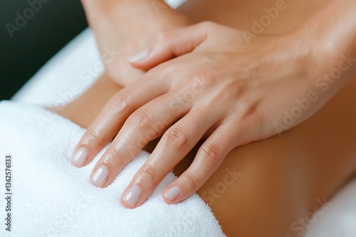 Wallpaper Mural Serene close-up of hands applying a soothing massage on a relaxed body, promoting wellness and tranquility. Torontodigital.ca
