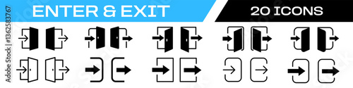 exit and enter icon. Log in logout.