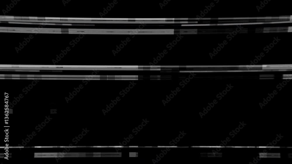 Black and white error screen damage overlay with VHS distortion for vintage, futuristic, and tragedy video editing Black and white error screen damage overlay with VHS distortion for vintage, futuristic, and tragedy video editing