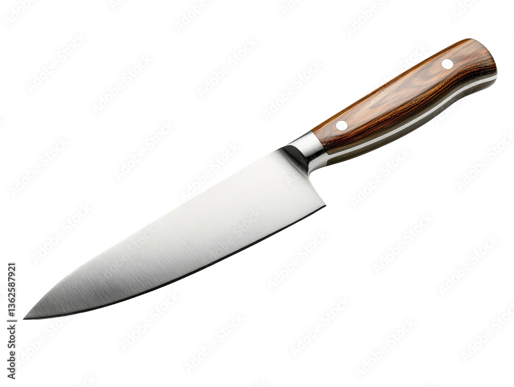 Isolated Chef's Knife with Wooden Handle Isolated Chef's Knife with Wooden Handle