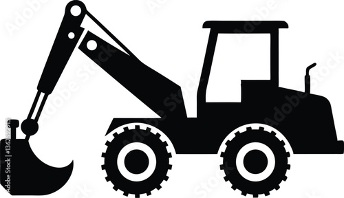 backhoe loader silhouette vector,Construction excavator vector, Excavator logo
