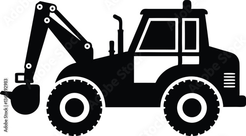 backhoe loader silhouette vector,Construction excavator vector, Excavator logo