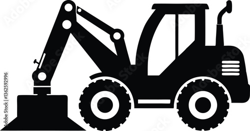 backhoe loader silhouette vector,Construction excavator vector, Excavator logo