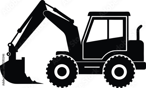 backhoe loader silhouette vector,Construction excavator vector, Excavator logo