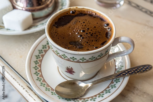 Exquisite Turkish Coffee in Elegant Porcelain Cup