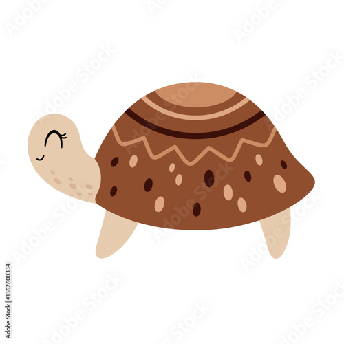 Cute turtle isolated cartoon animal clipart. Hand drawn vector illustration in flat style