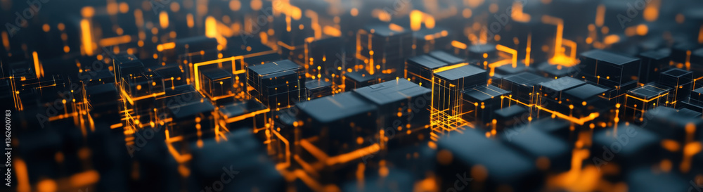 futuristic cityscape with glowing orange lines and dark geometric structures creates captivating digital environment. intricate design evokes sense of advanced technology and innovation futuristic cityscape with glowing orange lines and dark geometric structures creates captivating digital environment. intricate design evokes sense of advanced technology and innovation
