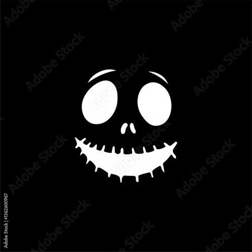 Spooky Smiling Skull - Dark Minimalist Vector Art
