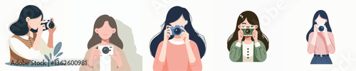 vector of woman taking photo

