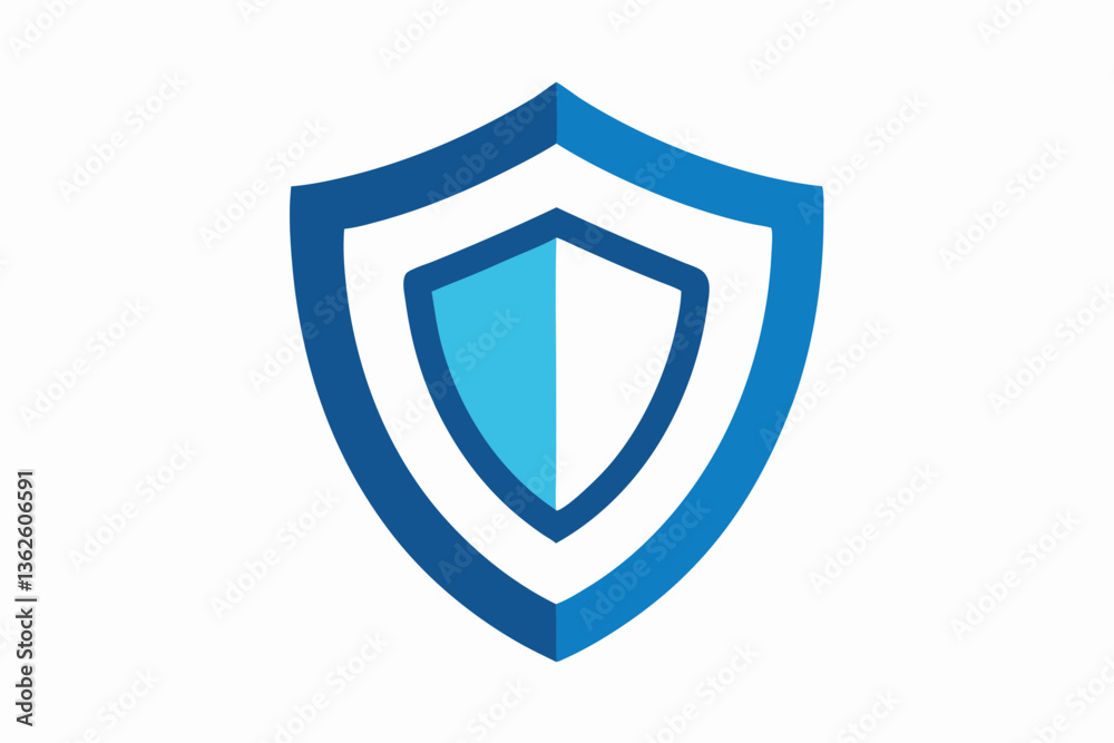 A glossy chrome shield icon vector illustration signifies secure protection A glossy chrome shield icon vector illustration signifies secure protection