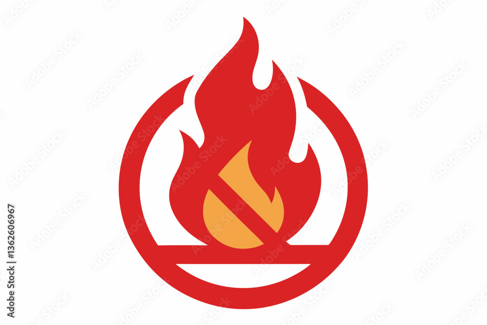 Red vector fire icon warning of flammable danger Red vector fire icon warning of flammable danger