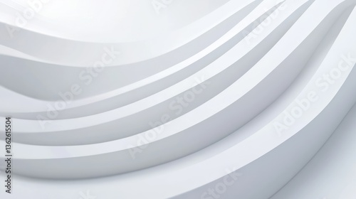 Abstract white curves, architectural design, smooth surface, digital art, for background