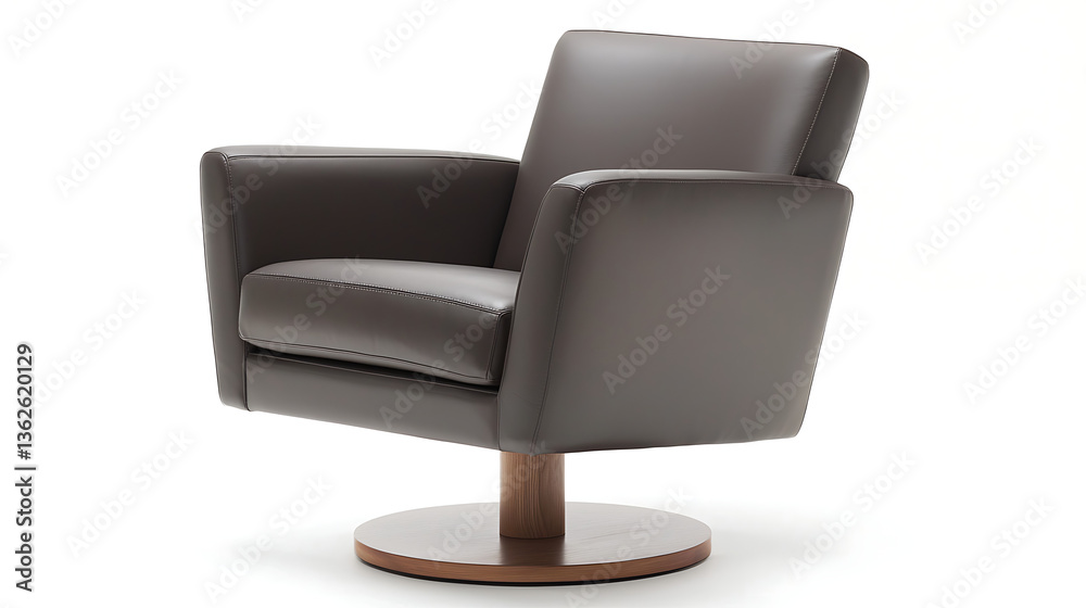 Naklejka premium A leather chair with a wooden base