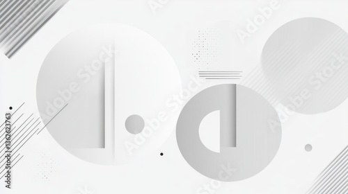 Abstract geometric shapes composition, white background, design concept, graphic element, modern art, minimalist illustration, use in presentations, posters