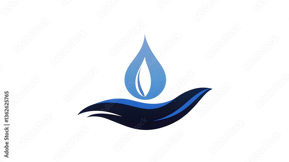 Fototapeta premium Design a minimalist logo for a water company, incorporating water droplets or waves. concept for freshness, hydration, purity, environmental responsibility.