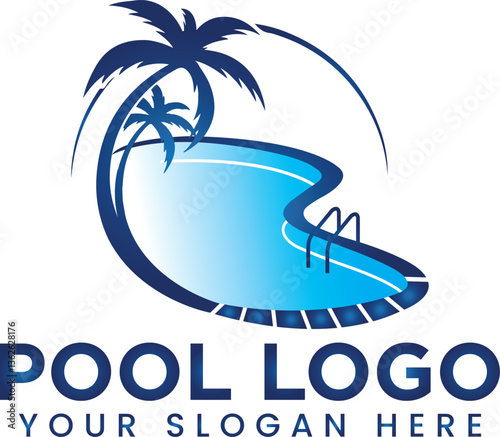 sea side pool, Aqua Park Logo Template