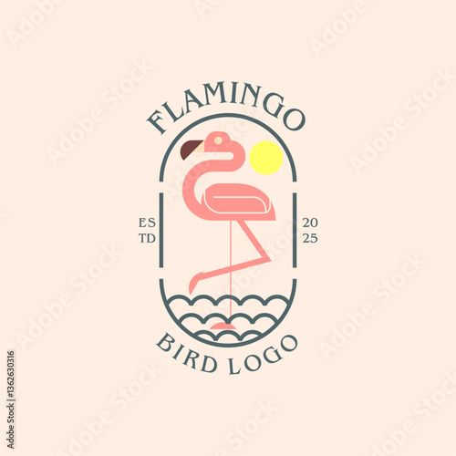flamingo bird logo template vector