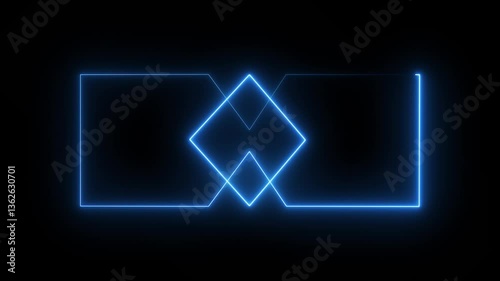 Wallpaper Mural Neon blue laser lines animation on black background. Neon glowing square icon, rectangle concept Torontodigital.ca