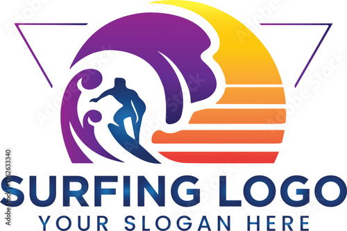 Kite Surfing Logo Template