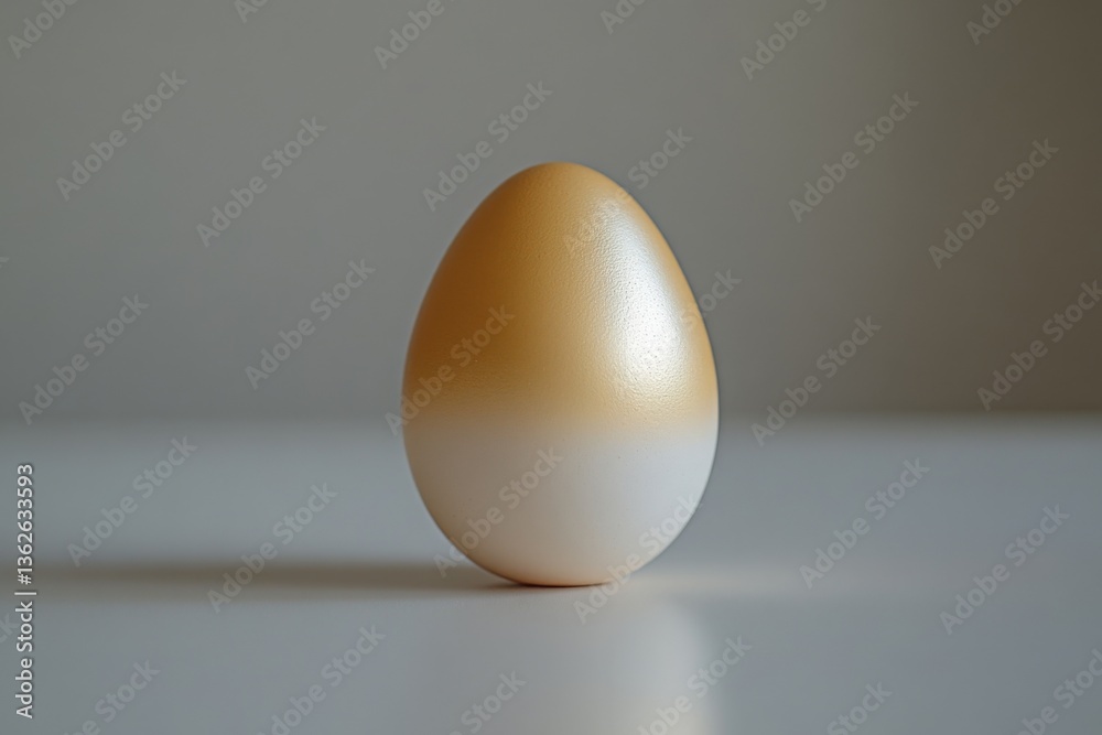 Smooth golden egg resting on a clean surface in soft lighting showcasing its simple elegance Smooth golden egg resting on a clean surface in soft lighting showcasing its simple elegance