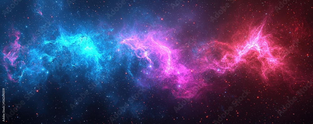 Naklejka premium Stunning Cosmic Nebula with Vibrant Colors and Stellar Background in Dark Space Environment