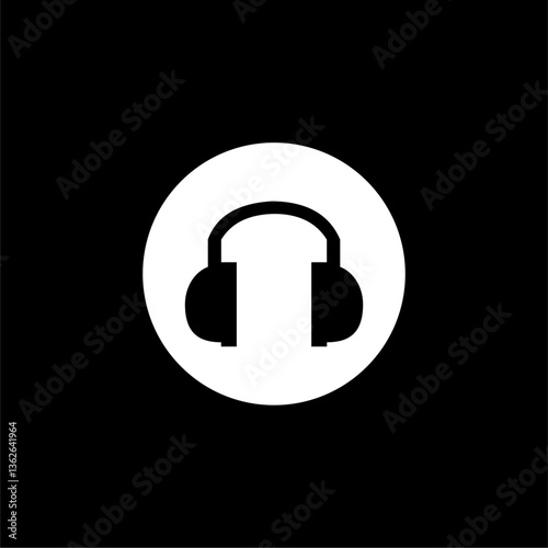 Headphones Icon in Black and White