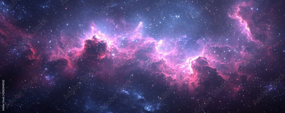 Breathtaking Cosmic Nebula with Vibrant Colors and Glittering Stars in the Depths of Space
