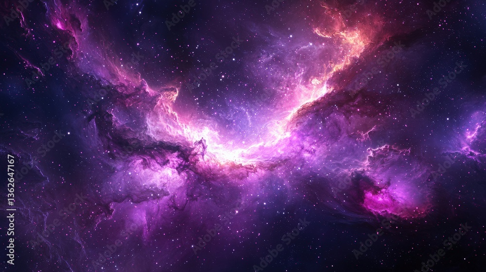 Naklejka premium Beautiful Cosmic Scene with Vibrant Colors and Starry Background in a Deep Space Setting