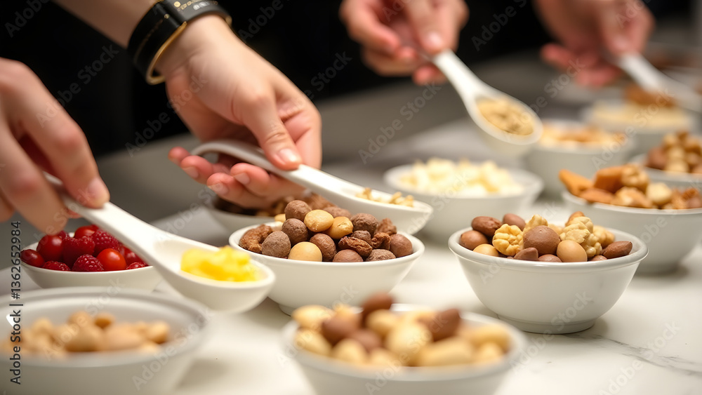 Controlled topping station offering measured portions and elegant serving solutions. Controlled topping station offering measured portions and elegant serving solutions.