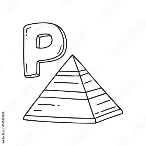 An illustration of letter P stand for pyramid