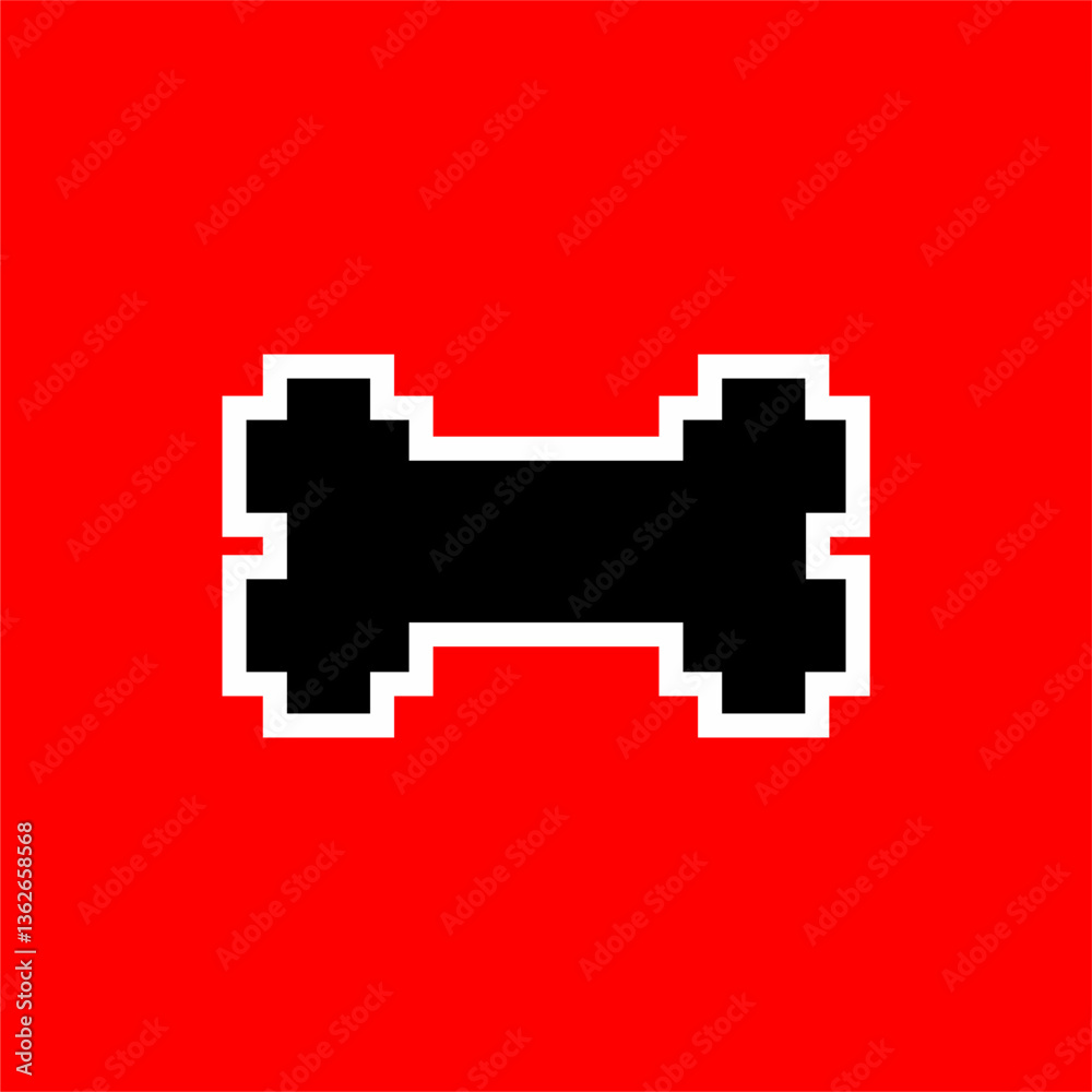 Obraz premium Pixel Bone Emblem on Red Background
