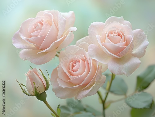 Wallpaper Mural Subtle Serenity: A Trio of Soft Pink Roses in Gentle Light Display Torontodigital.ca