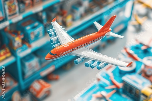 Colorful Toy Airplane on Display in a Bright Store Environment