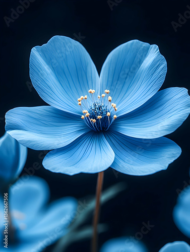 Vibrant blue flower with delicate petals.