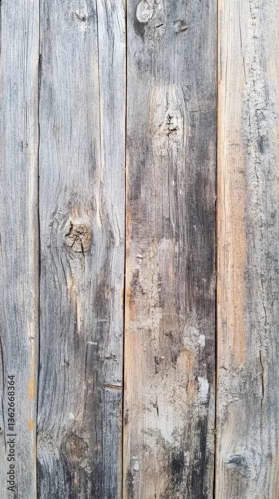Naklejka premium Reclaimed Wood Surface with Visible Cracks and Faded Paint