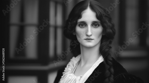 Portrait of Mary Shelley, face based on 1840 painting by Richard Rothwell