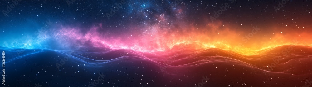 Fototapeta premium A colorful cosmic panorama with stardust and nebulae formations