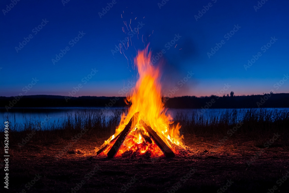 Araffe on a lake with a bright orange glow in the background Araffe on a lake with a bright orange glow in the background