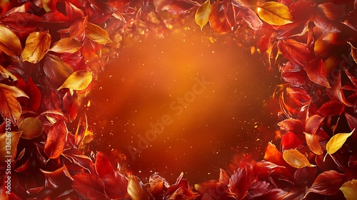 Autumn leaves frame with fall background. (14)