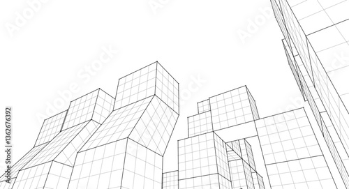  abstract modular architecture 3d rendering