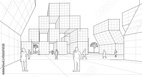  abstract modular architecture 3d rendering
