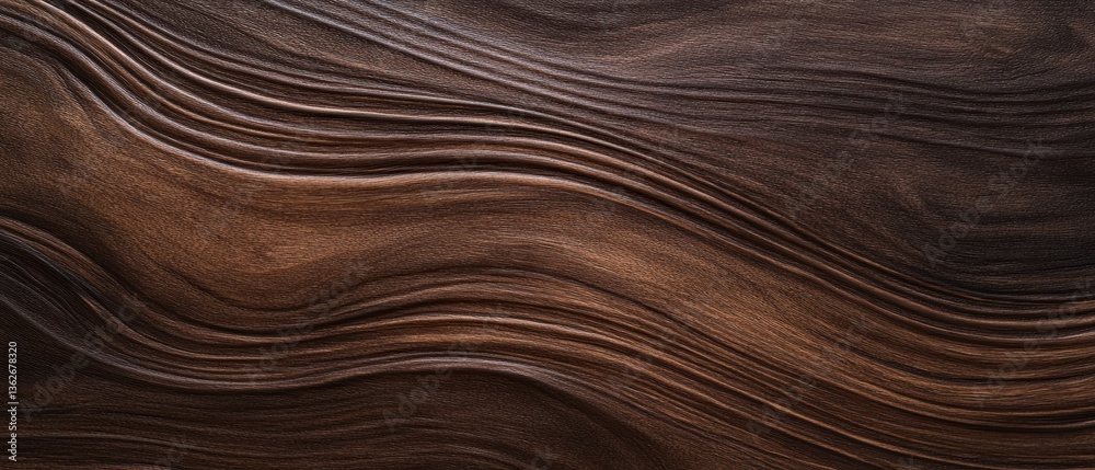 Dark Walnut Wood Texture with Wavy Grain and Satin Finish Dark Walnut Wood Texture with Wavy Grain and Satin Finish