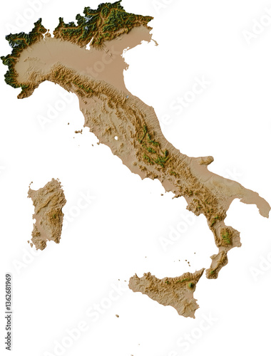 Bild auf Leinwand Colored terrain map of Italy