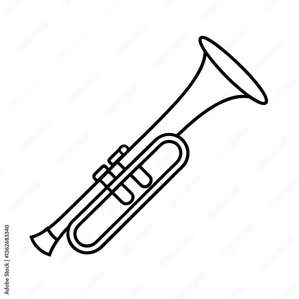 Simple Line Art Illustration of a Trumpet Simple Line Art Illustration of a Trumpet